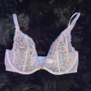 Victoria’s Secret Dream Angels Purple Lace Embroidered Unlined Plunge Bra - 36DD